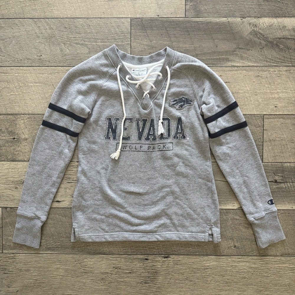 Champion University of Nevada Wolf Pack Lace Up‎ Sweater Womens XS Tall Petite